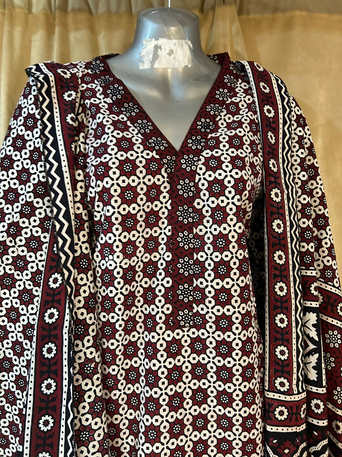 Block Print Red/Black/White Multani Cotton Shalwar Kameez