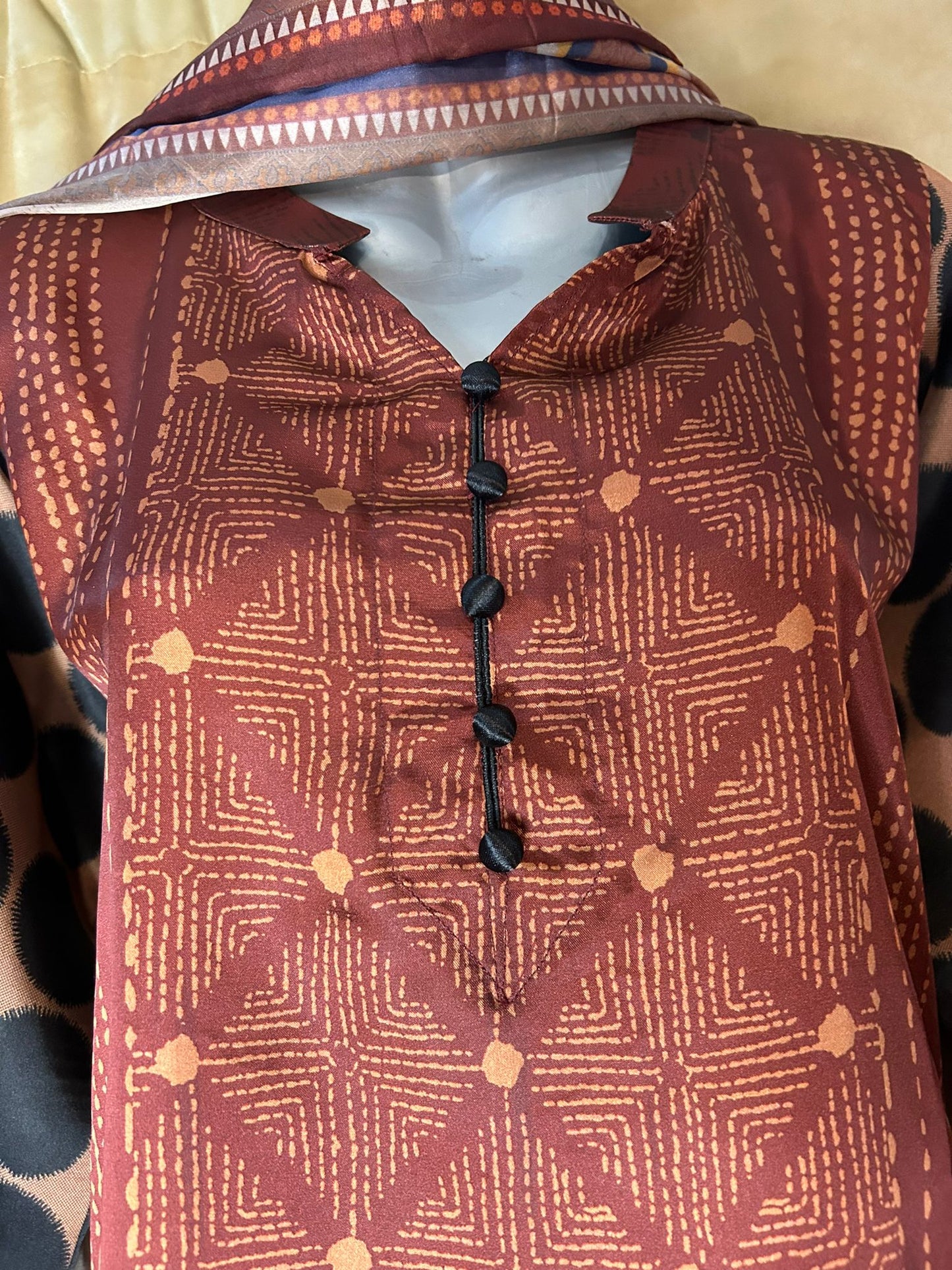 Brown Sana Safinaz Silk Shalwar Kameez