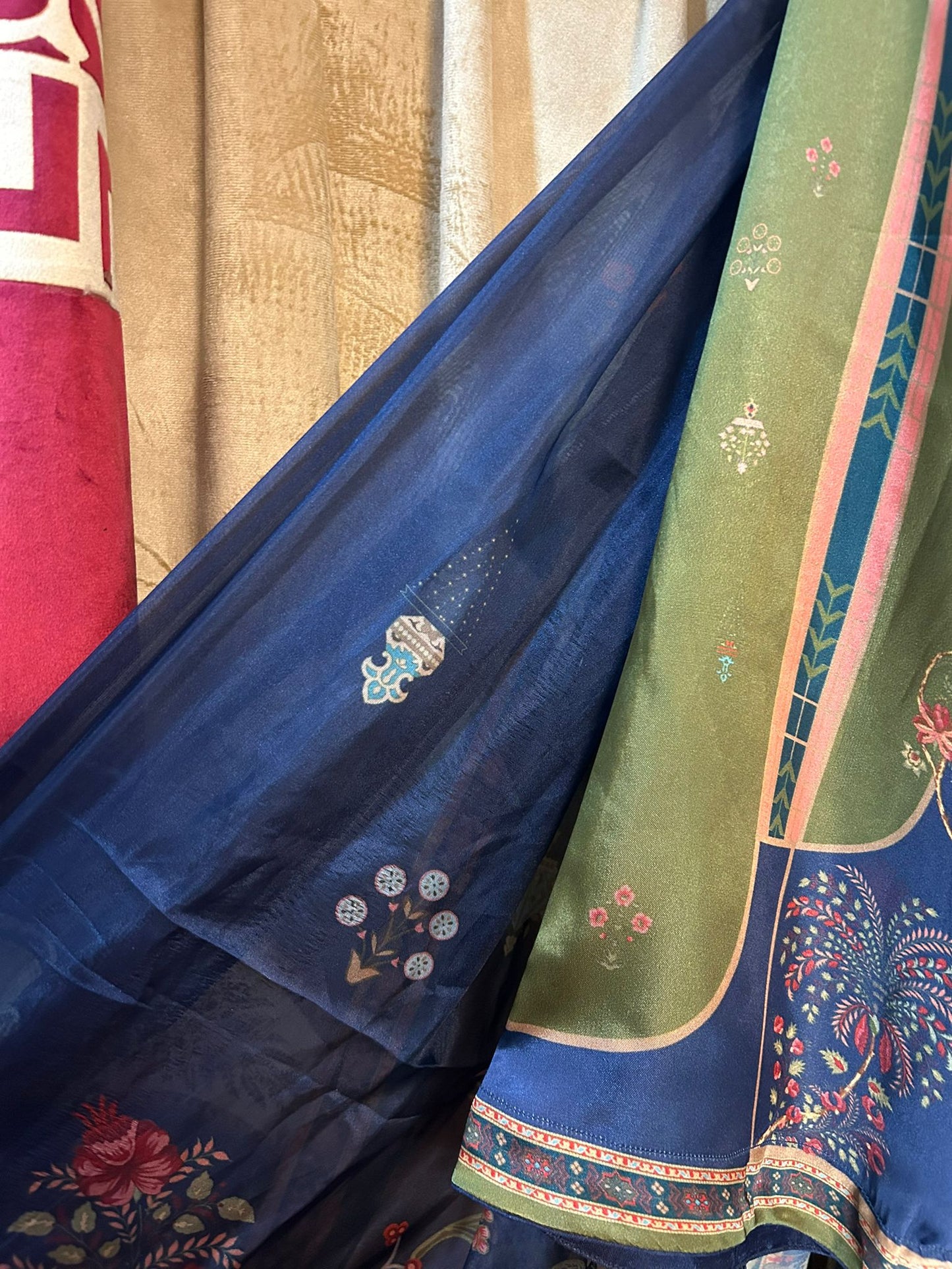 Blue and Green Silk Sana Safinaz Shalwar Kameez