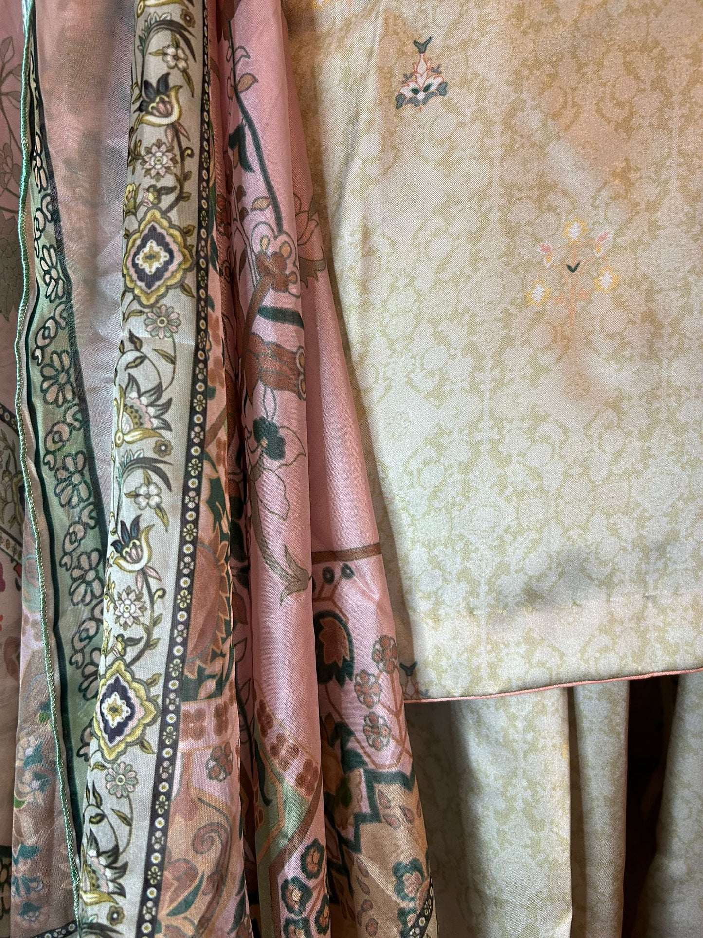 Sana Safinaz Light Green Silk Shalwar Kameez