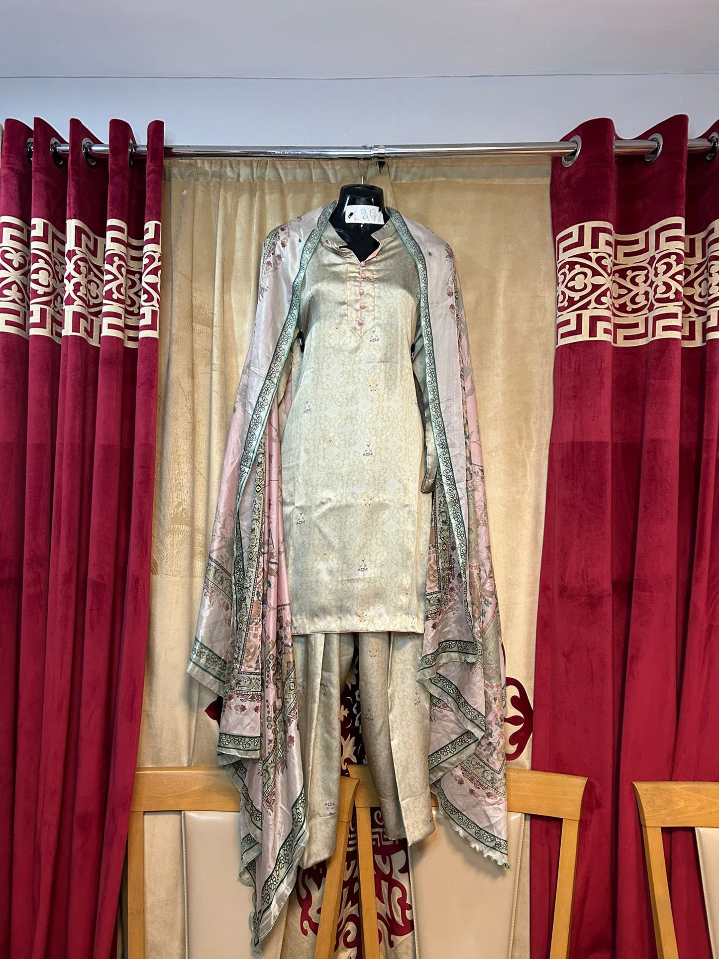 Sana Safinaz Light Green Silk Shalwar Kameez