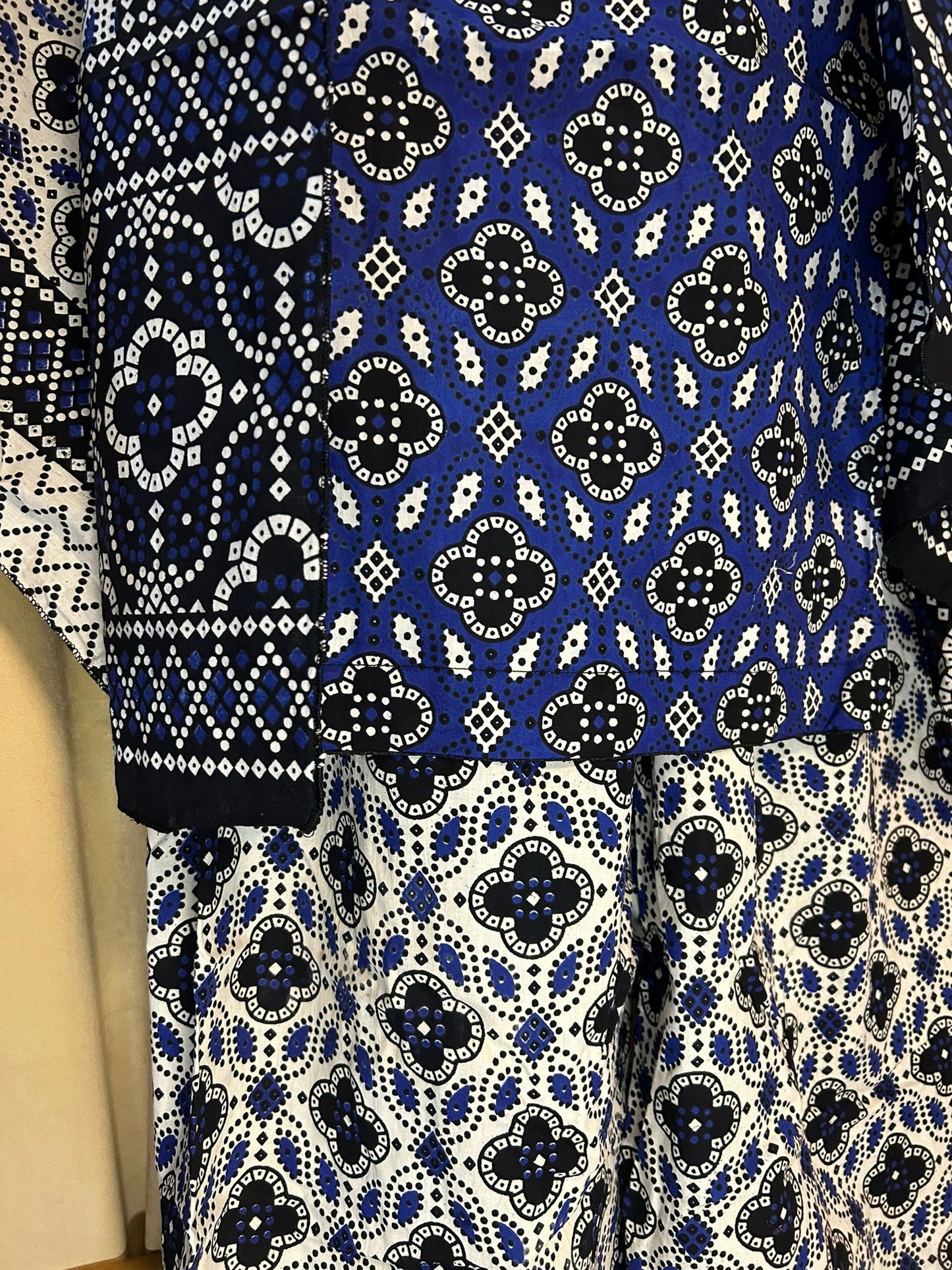 Blue/Black/White Multani Cotton Block Print Shalwar Kameez