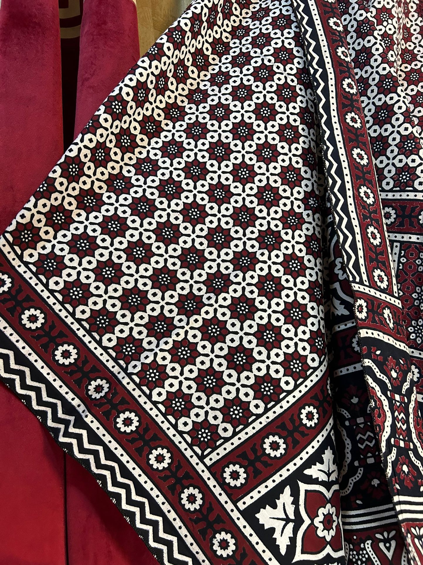Block Print Red/Black/White Multani Cotton Shalwar Kameez