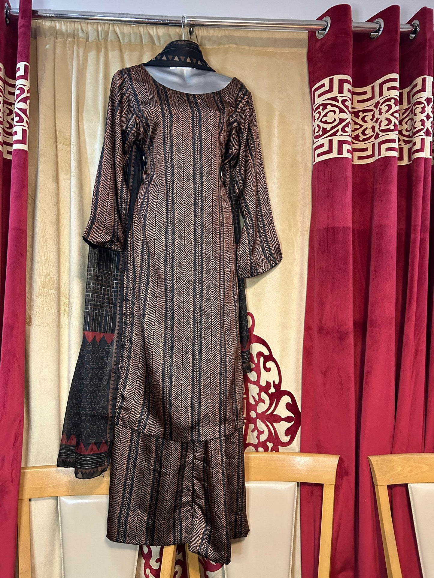 Black and Brown Silk Sana Safinaz Shalwar Kameez