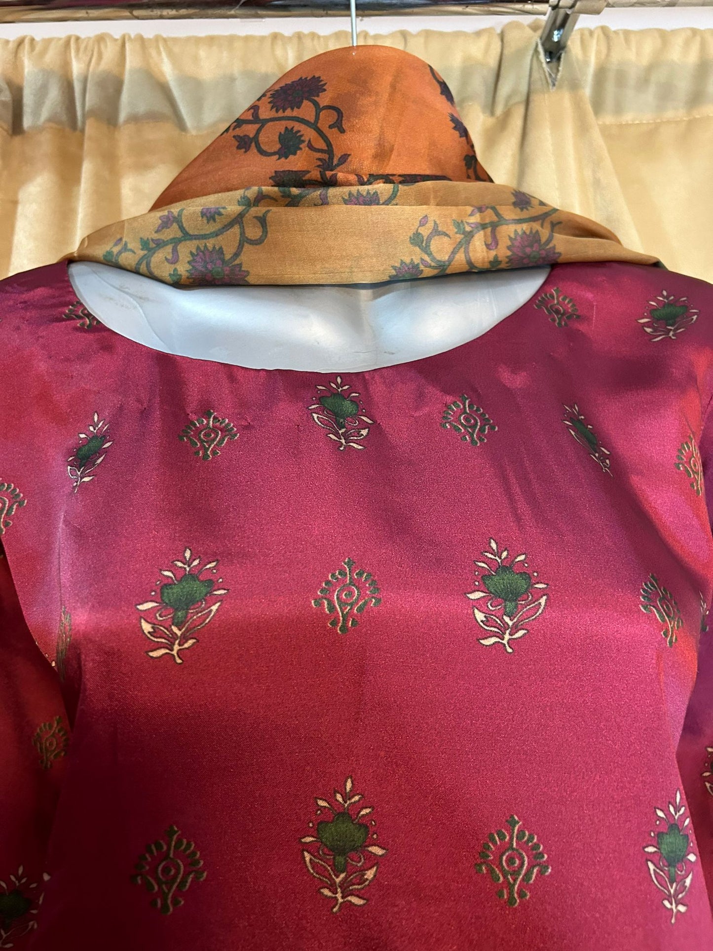 Sana Safinaz Red Silk Shalwar Kameez