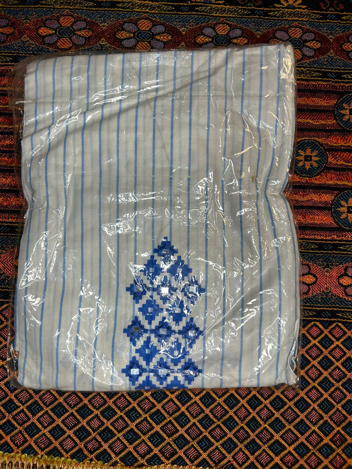 White Cotton Shalwar Kameez with mirror embroidery